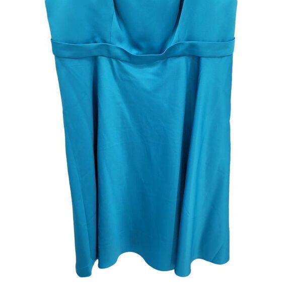 David's Bridal Dress Satin Sleeveless Fit & Flare Full Midi Turquoise Sz 22 - Picture 10 of 10